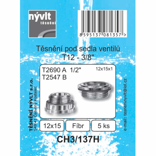 Těsnění pod sedla ventilů T12-3/8"-5 ks