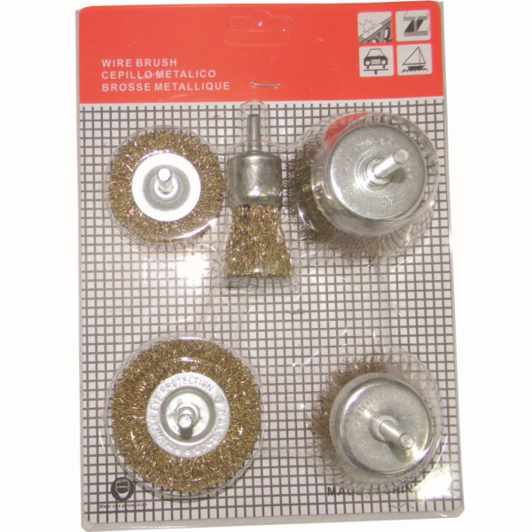 Kartáč rotační 5 ks 2,5/4/4,5/5/6,5 cm ocel