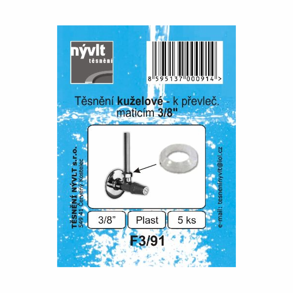 Těsnění převlečné matice 3/8"-rohový ventil-5 ks