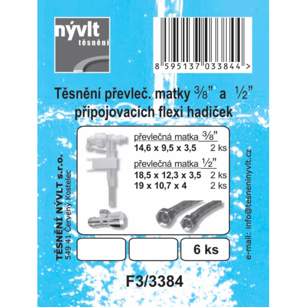 Těsnění převlečné matky 3/8" a 1/2" opletených flexi hadi