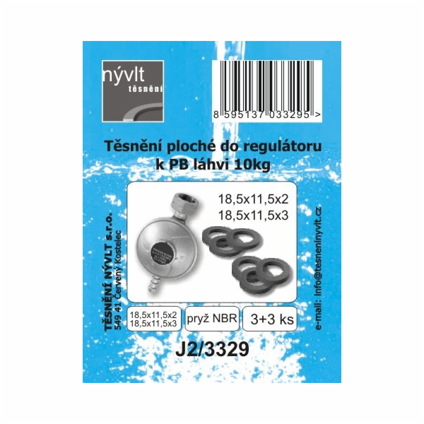 Těsnění regulátoru k 10 kg PB láhvi-2+2+3 ks