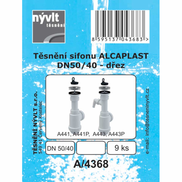 Těsnění sifonu dřezu Alacaplast DN50/40-9 ks
