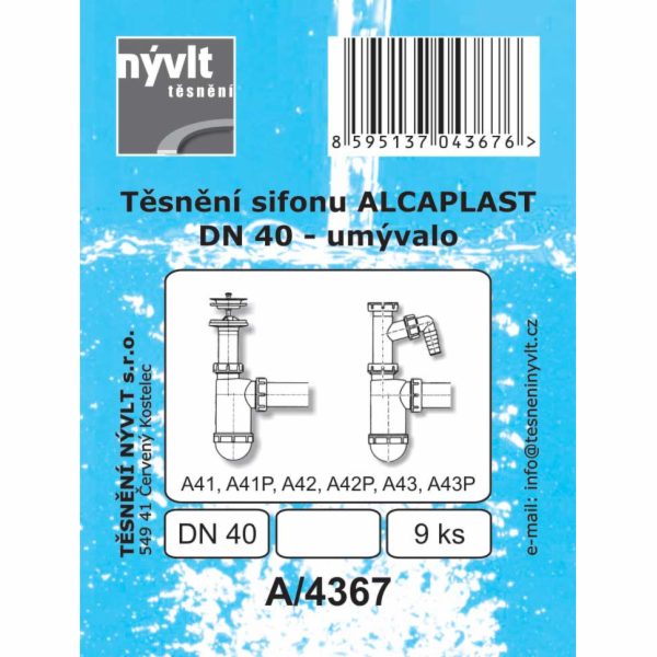 Těsnění sifonu umyvadla Alcaplast DN40-9 ks