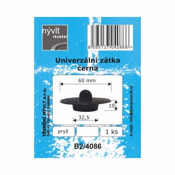 Zátka univerzální přísavná 60x32,5x10 mm (umyvadlo,dřez,v
