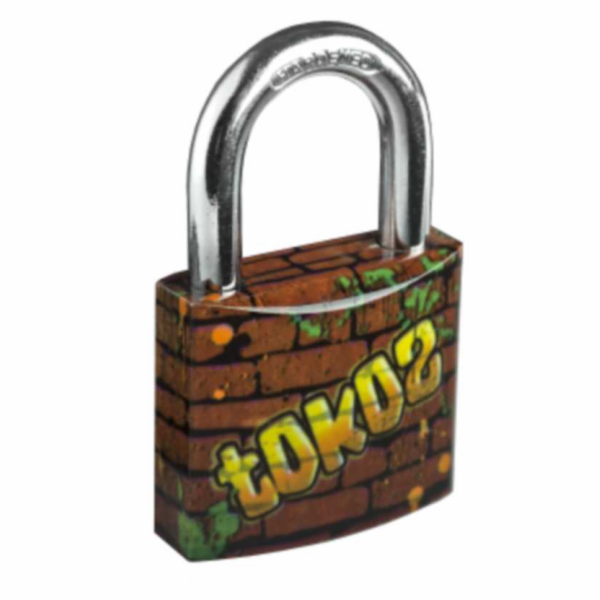 Zámek visací 40 mm dekor Tokoz Graffiti (3 klíče)