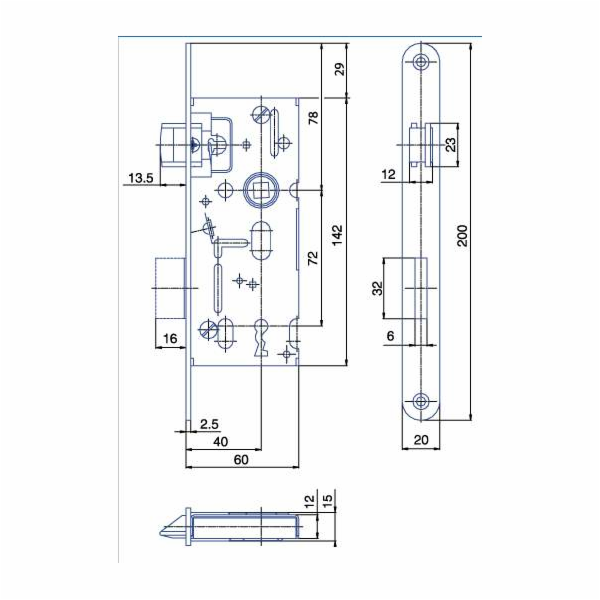 Zámek zadlabací 60/72 - klíč K103P-L