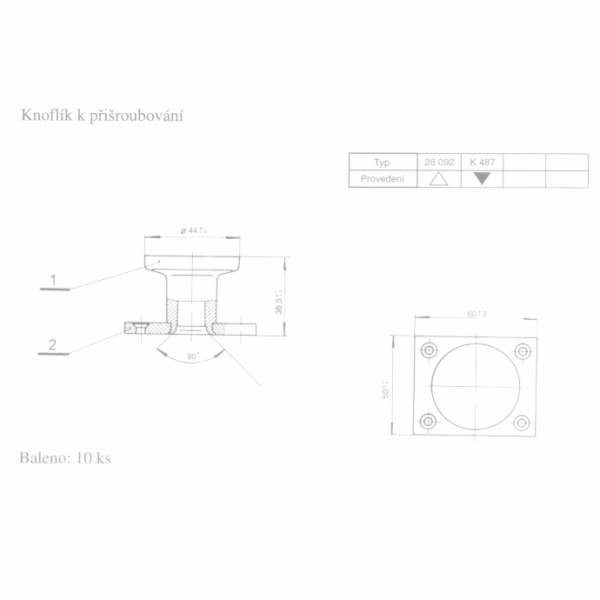 Knoflík dveřní Al 26092