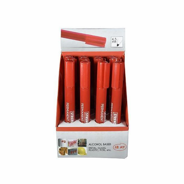 Popisovač&nbsp;permanentní&nbsp;lihový&nbsp;červený&nbsp;12&nbsp;ks