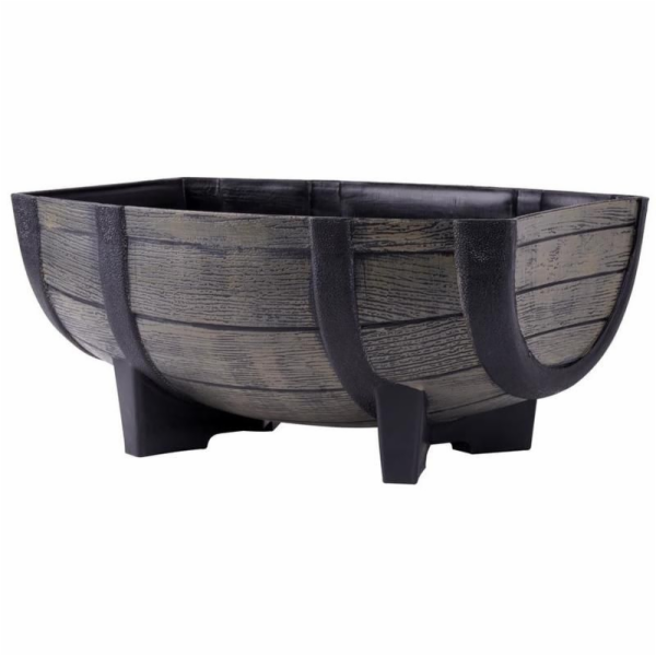 Květináč sud 41x29x19 cm plast dřevěný efekt natural