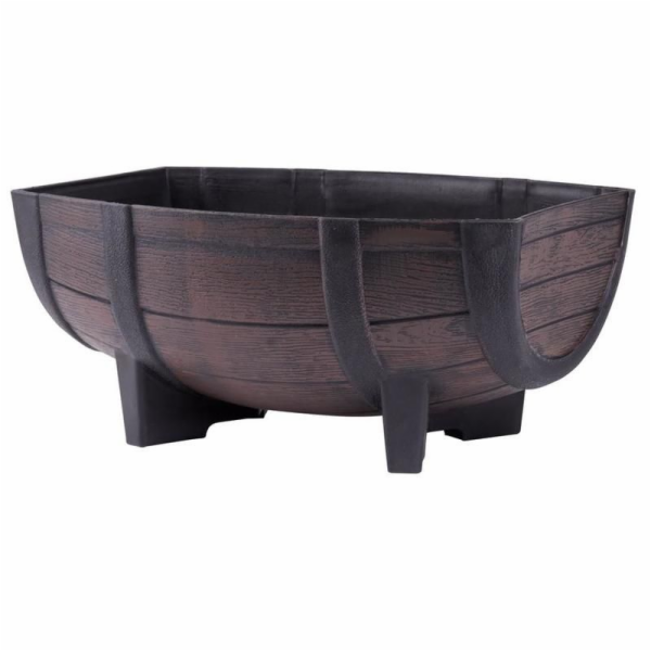 Květináč sud 41x29x19 cm plast dřevěný efekt teak