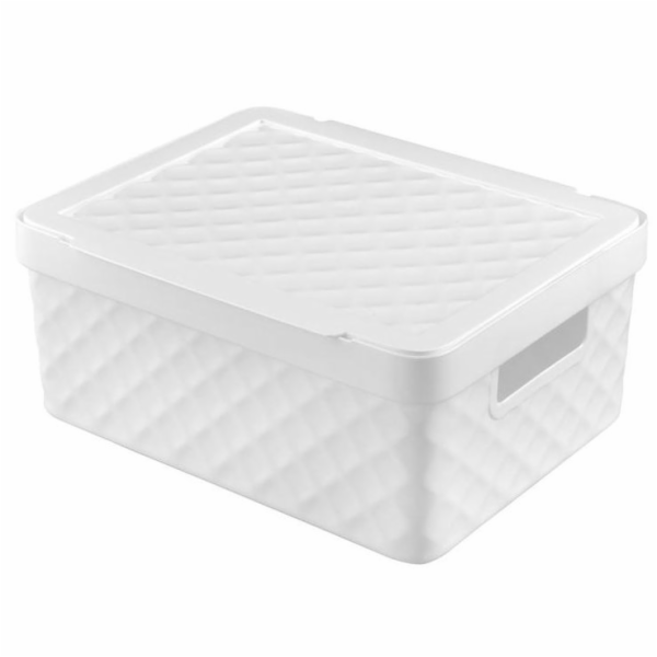 Košík s víkem 36x27x14 cm bílý plast