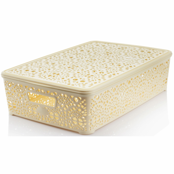 Košík s víkem MONAKO 10,2x40,3x27 cm krémový
