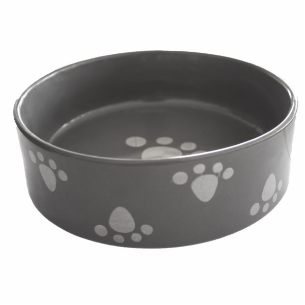 Miska pro psa 520 ml TLAPKY šedá