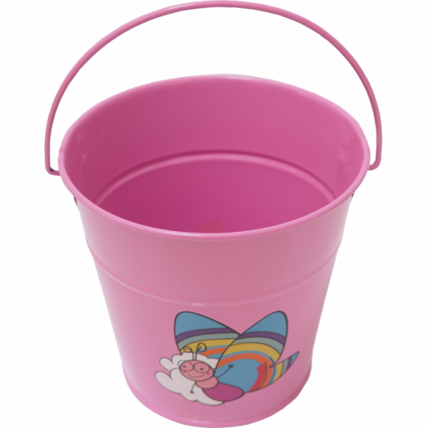 Kyblík dětský kovový 1,2 l růžový