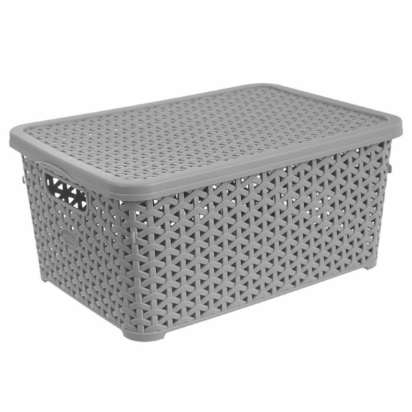 Box ratan s víkem 10 l šedý