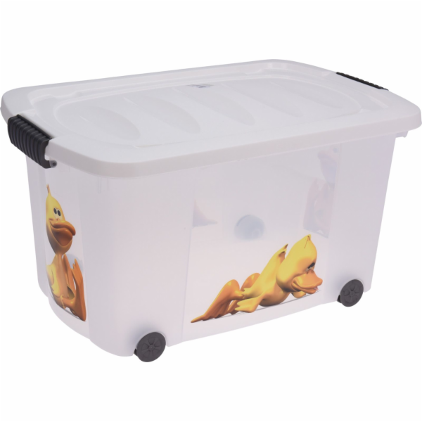 Box s kolečky 45 l s víkem dekor plast