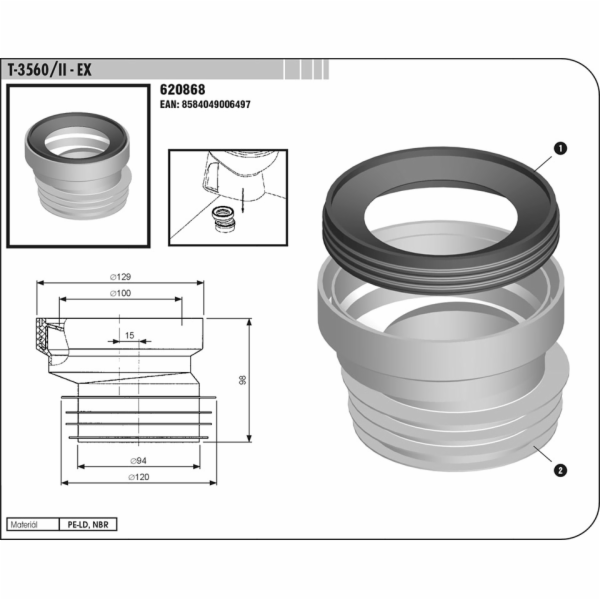 Manžeta WC připojovací T3560/II exentrická