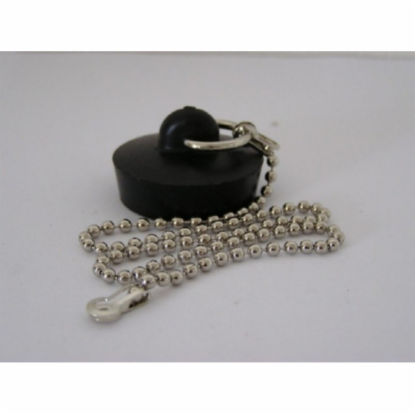 Zátka umyvadla 39 mm černá s řetízkem