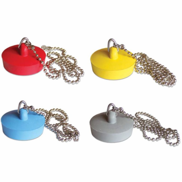 Zátka vany 46 mm barevná s řetízkem (červená,modrá,šedá