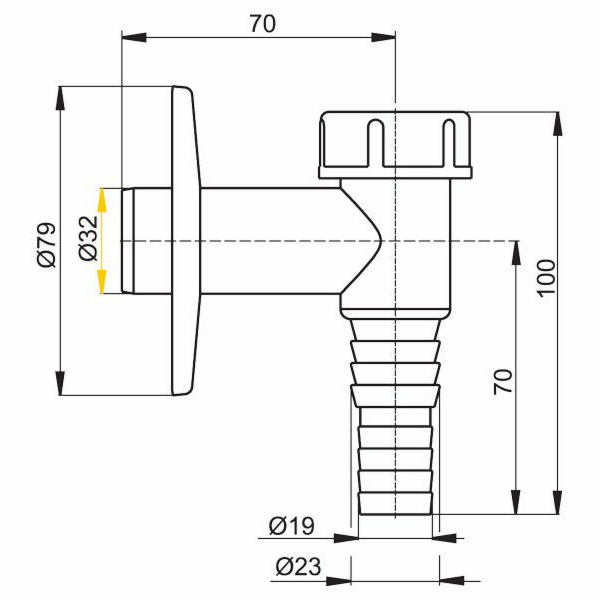 Sifon pračky na zeď chrom APS1