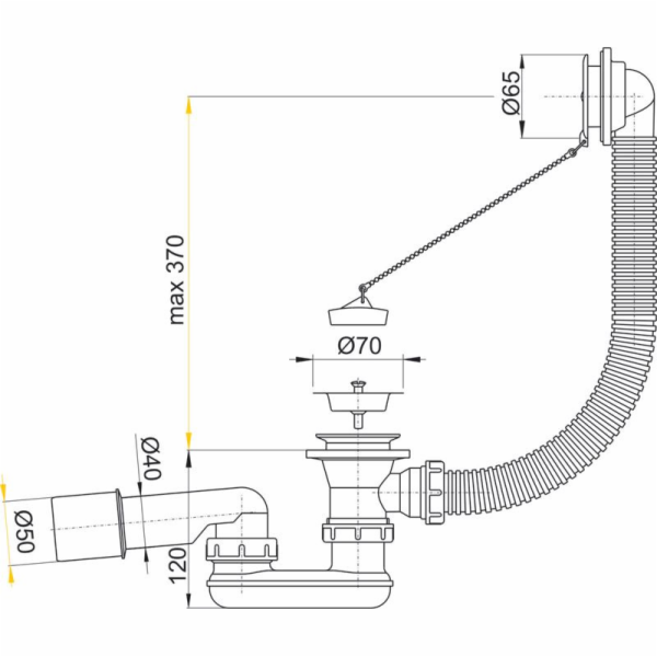 Sifon vany A501 chrom komplet