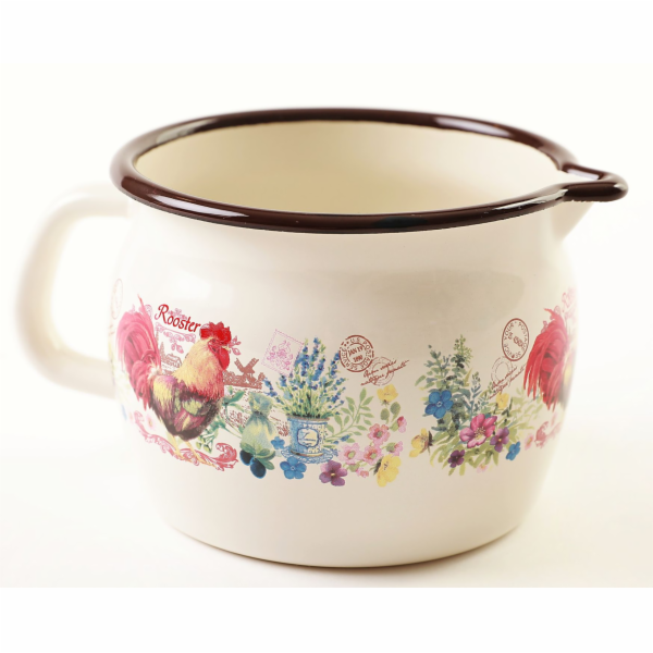 Hrnek smalt s výlevkou 12 cm/1,3 l dekor KOHOUT