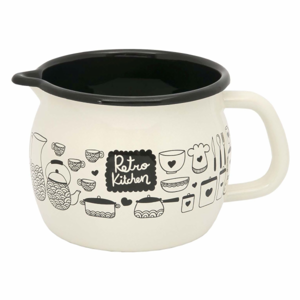 Hrnek smalt 0,8 l s výlevkou dekor Retro Kitchen