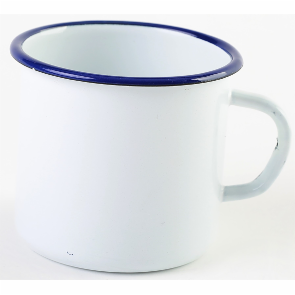 Hrnek smalt 400 ml bílý, modrý lem II ja.