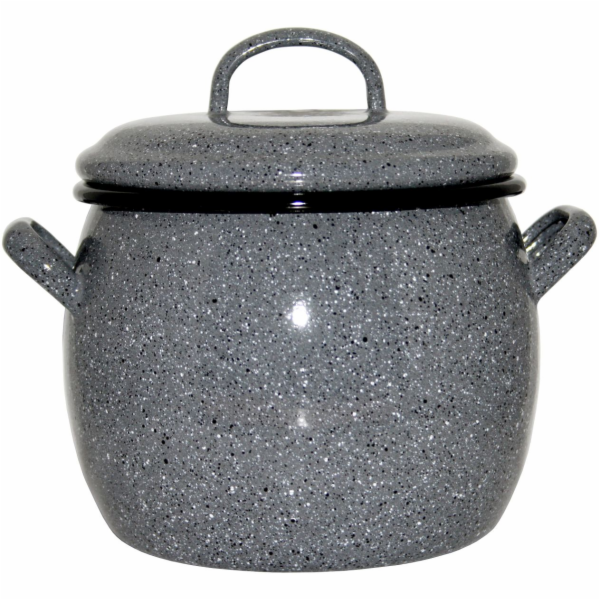 Hrnec smalt 12 cm/1,5 l s poklicí dekor kámen