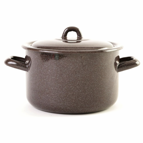 Hrnec smalt 2,9 l s poklicí Olymp hnědý granit 18 cm