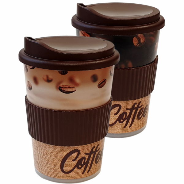 Kelímek s pítkem 250 ml Coffee plast Ekoline