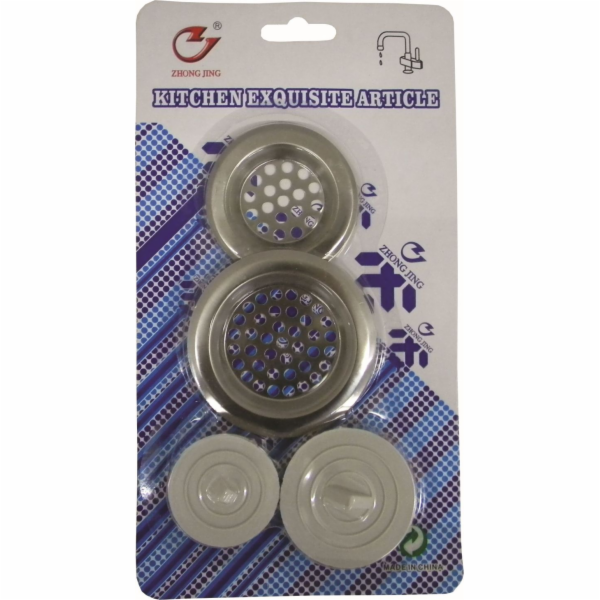 Lapač nečistot 2 ks 7 cm/6 cm nerez+zátka do dřezu 2 ks 5,5 