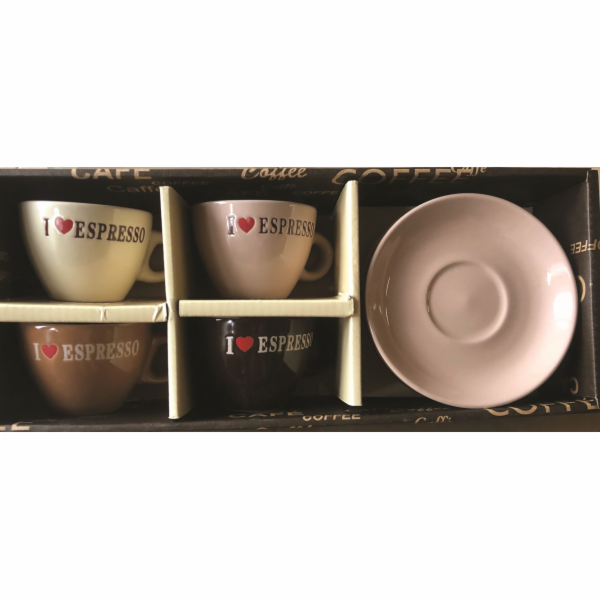 Šálek s podšálkem 4 ks 100 ml I love espresso