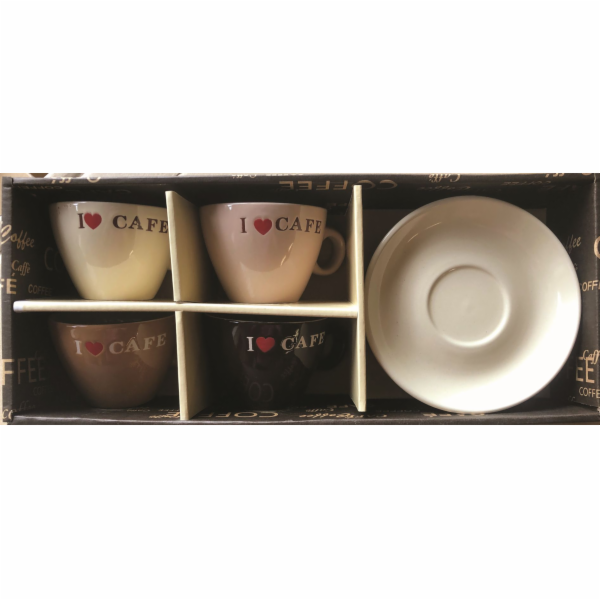 Šálek s podšálkem 4 ks 150 ml I love cafe