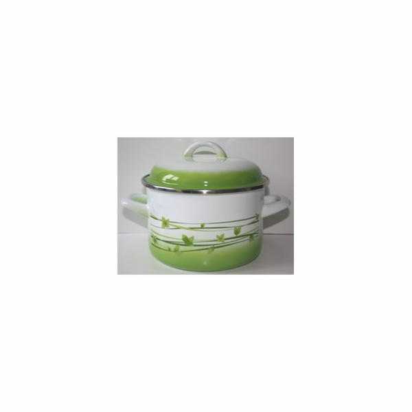 Hrnec smalt 6,75 l s poklicí dekor lístků 24 cm