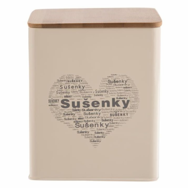 Dóza na sušenky SRDCE plech / dřevo