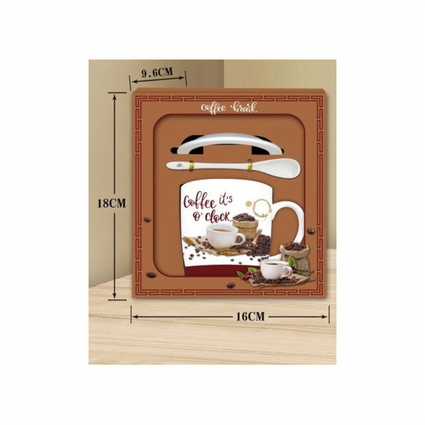 Hrnek s podšálkem a lžičkou "Coffee Time" 9x8,5 cm