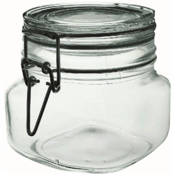 Dóza 0,5 l s pákovým uzávěrem sklo