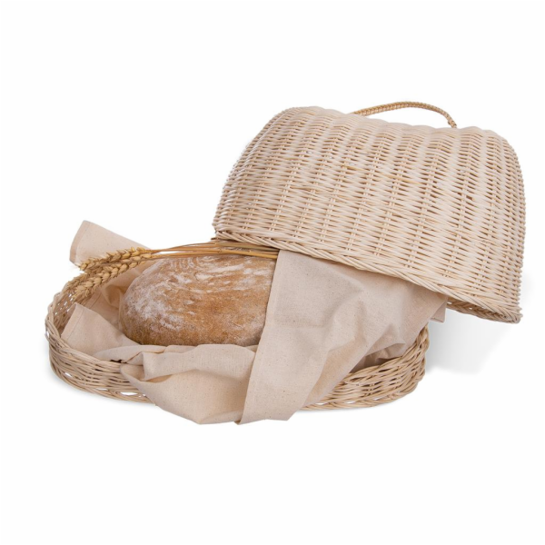 Dóza na pečivo / chlebník rattan + utěrka