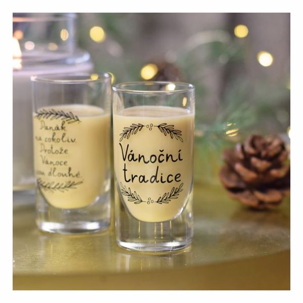 Sklenice panák s nápisem  VÁNOČNÍ TRADICE  70 ml