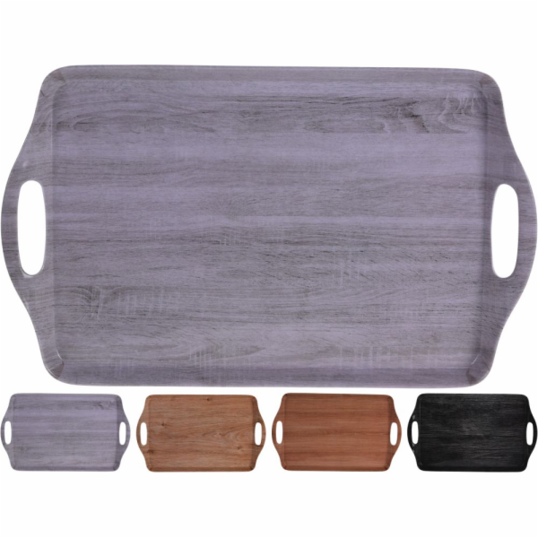 Podnos servírovací 38x23 cm s uchy mix dekorů dřevo melamin