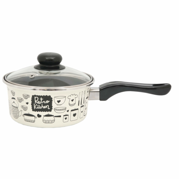 Rendlík smalt 1,5l s rukojetí dekor Retro Kitchen 17 cm