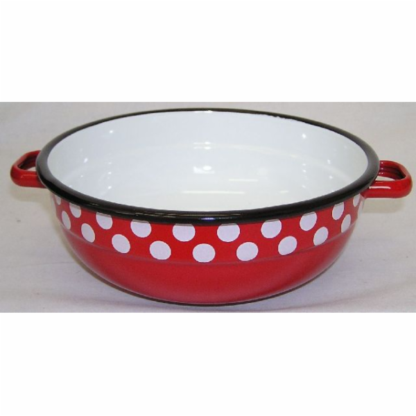 Mísa smalt 18 cm červená s bílým puntíkem