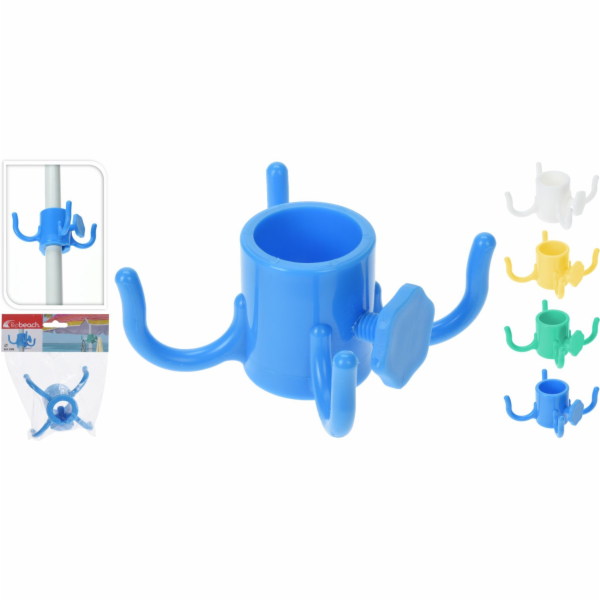 Háček na slunečník průměr 32 mm 4 háčky mix barev plast