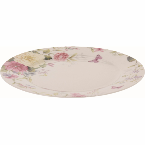 Talíř mělký dekor květiny kostní porcelán