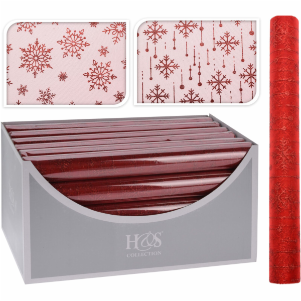 Látka dekorační 200x36 cm červená mix dekorů