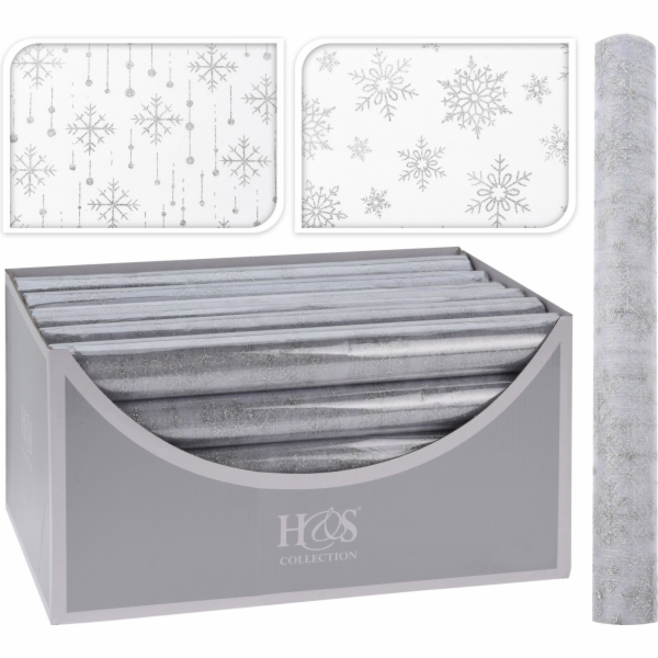 Látka dekorační 200x36 cm stříbrná mix dekorů