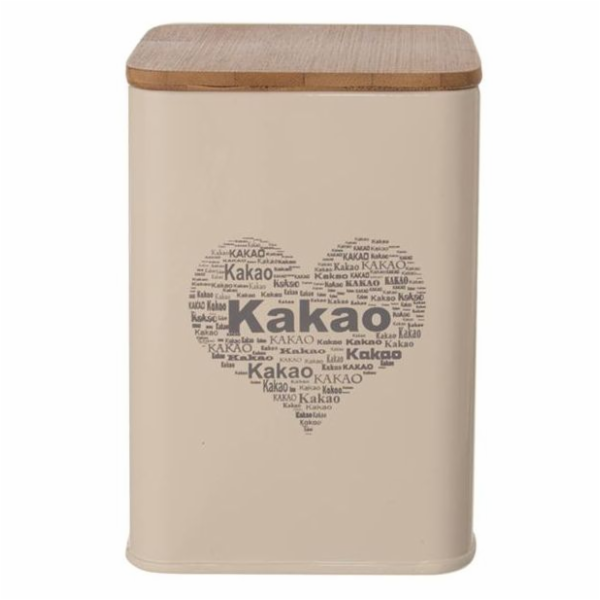 Dóza na kakao SRDCE plech / dřevo