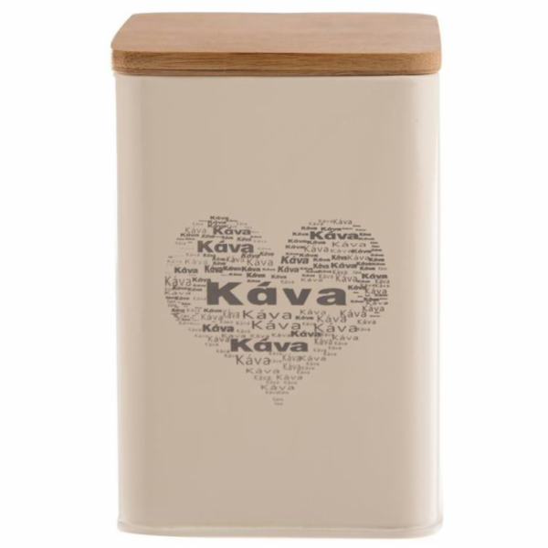 Dóza na kávu SRDCE plech / dřevo