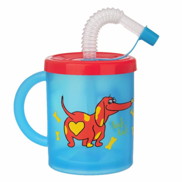 Hrnek dětský 300 ml s brčkem Rubby pejsek plast